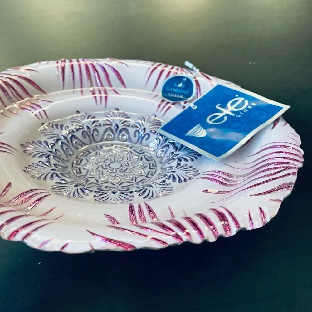 Turkish Handmade Pink Wavy Glass Decor Bowl